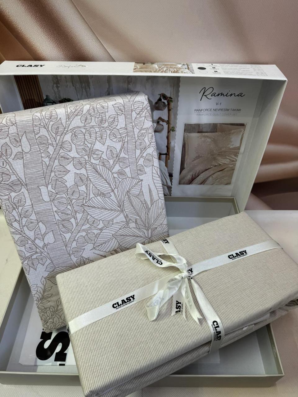 Постільна білизна ранфорс люкс євро розмір 200 на 220 см Clasy Ramina, фото 1