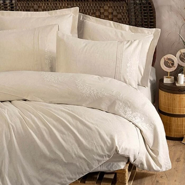 Постільна білизна люкс із льону натуральна 200 на 220 см євро розмір Cotton Box Forbes, фото 1