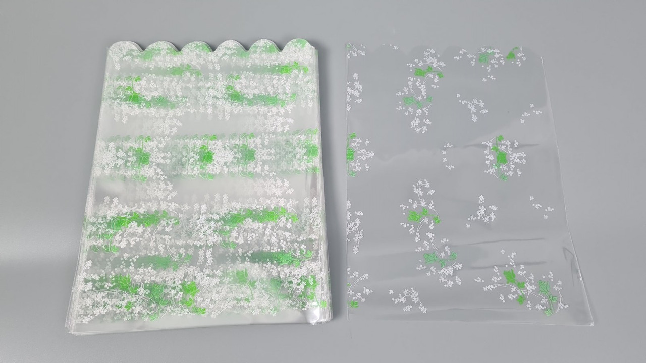 Пакет з малюнком для пакування подарунків (20*30) No382 (10) (ажурний) "Зелена троянда" (100 шт.), фото 1