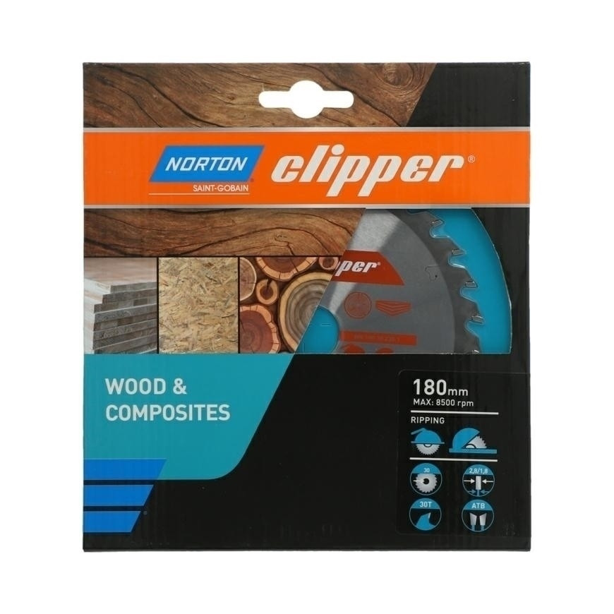ЦИРКУЛЯРНА ПИЛА NORTON 180 мм x 30 мм x 30z WOOD & COMPOSITES ATB (2,8 / 1,8)