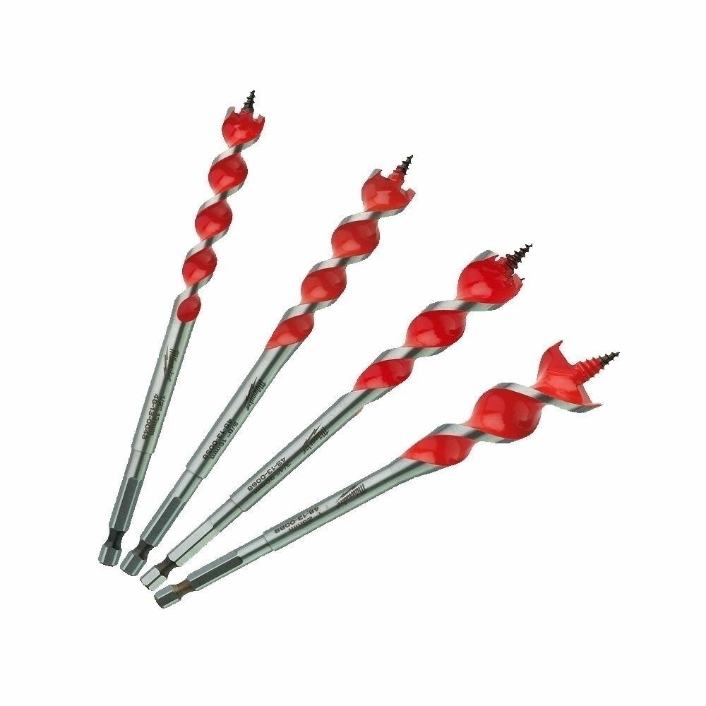 MILWAUKEE SPEED FEED WOOD AUGER SET 4 шт. 13-16-20-25 x 165 мм ШЕСТИГРАННИЙ 1/4" Кріплення