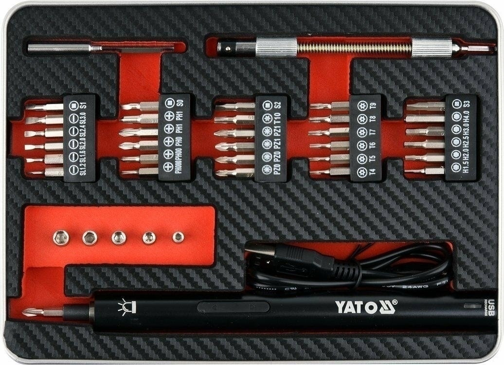 ТОЧНА АКУМУЛЯТОРНА ВИКРУТКА YATO 3,6В З БІТОЮ 39 шт.