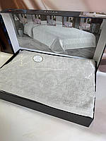 Простирадо махрове жакардове євро розмір 200 на 220 см Luisa попелясте