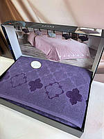 Простирадо махрове жакардове євро розмір 200 на 220 см Luisa фіолетове