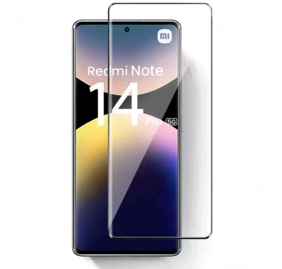 Загартоване захисне скло на смартфон Xiaomi Redmi Note 14 Pro (4G, 5G) / Чорна рамка