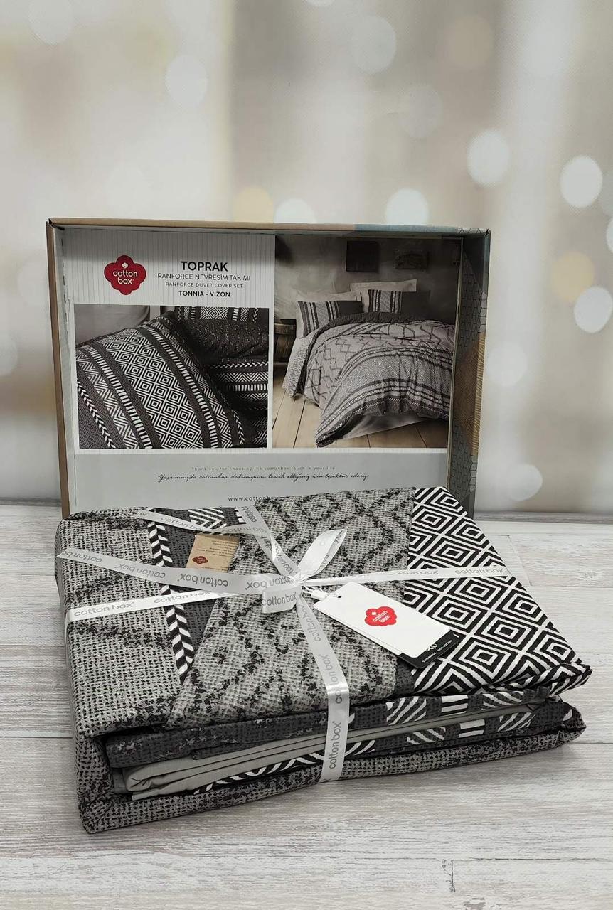 Постільна білизна ранфорс євро розмір 200 на 220 см Cotton box Toprak Tonnia, фото 1