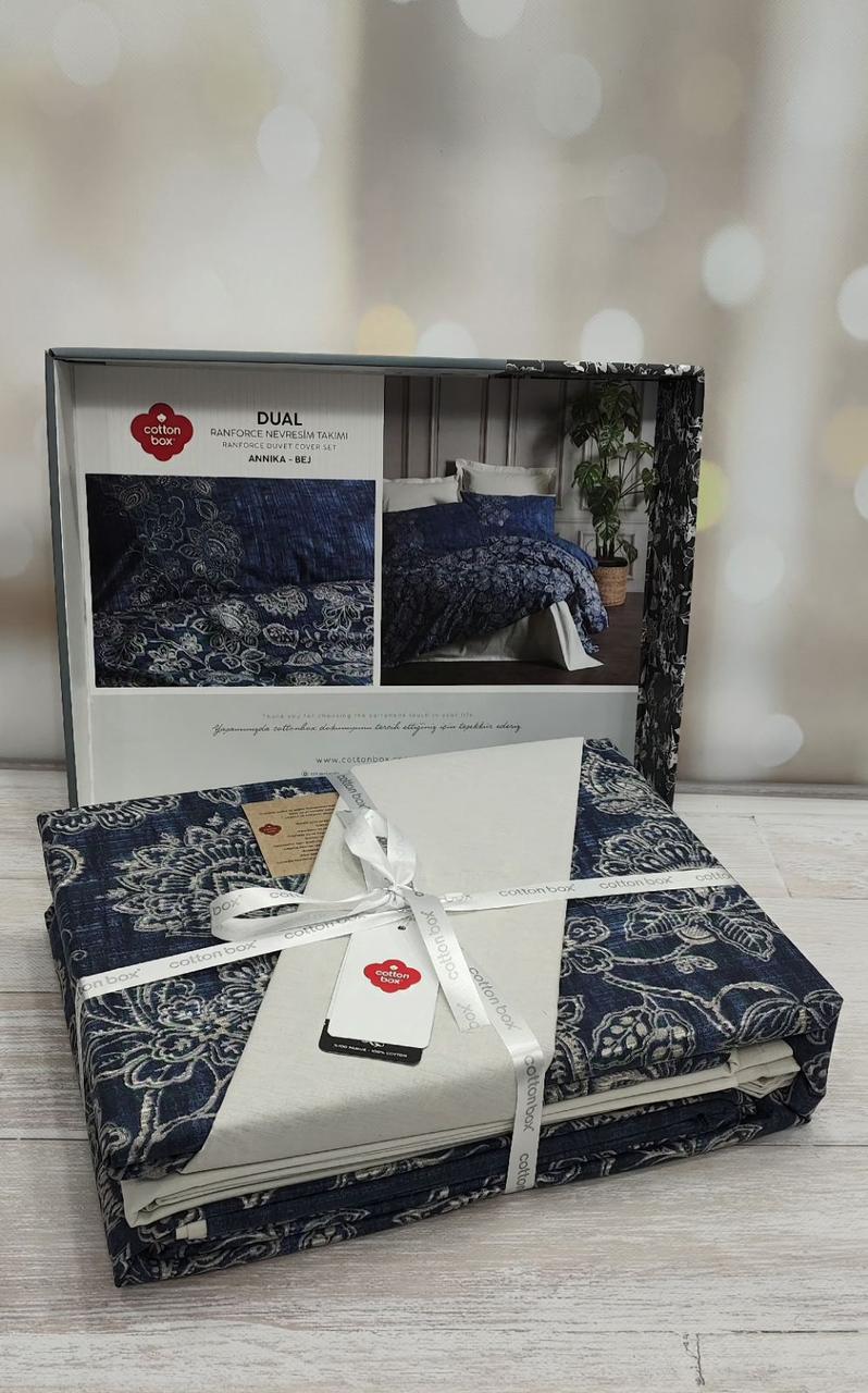 Постільна білизна ранфорс євро розмір 200 на 220 см Cotton box Dual  Annika, фото 1
