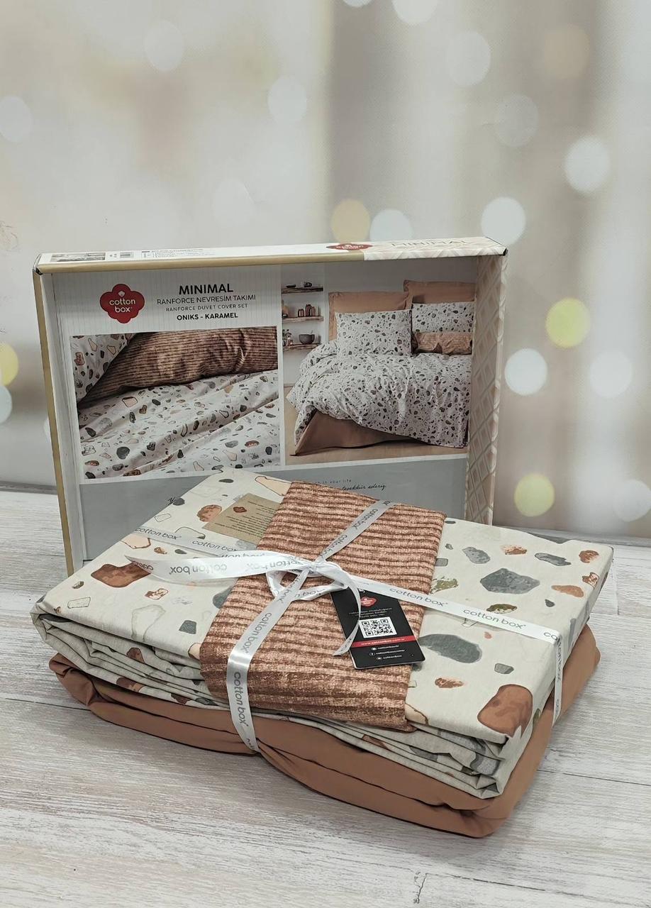 Постільна білизна з простирадлом на гумці ранфорс євро розмір Cotton Box Oniks, фото 1