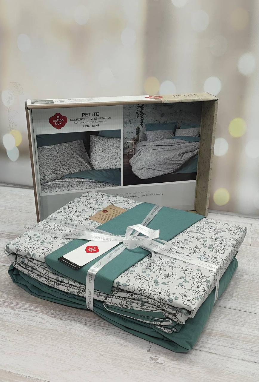 Постільна білизна з простирадлом на гумці ранфорс євро розмір Cotton Box June, фото 1