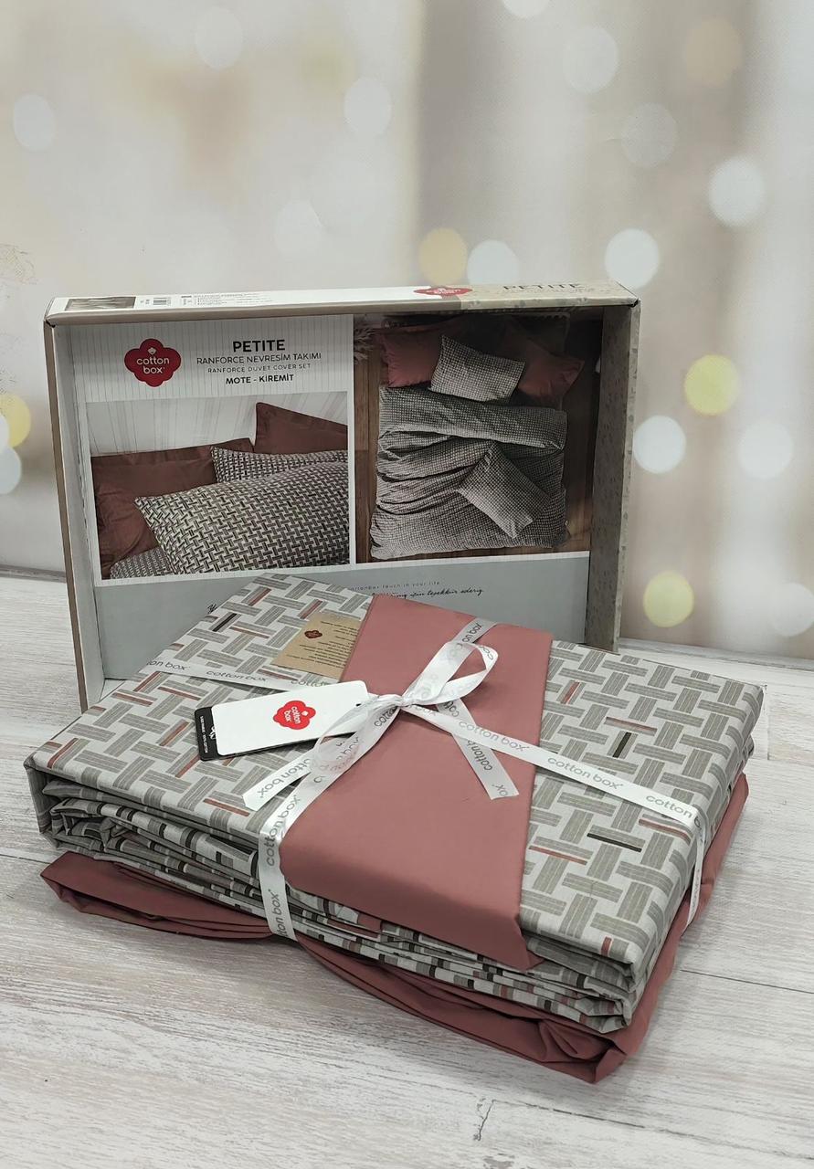 Постільна білизна з простирадлом на гумці ранфорс євро розмір Cotton Box Mote, фото 1