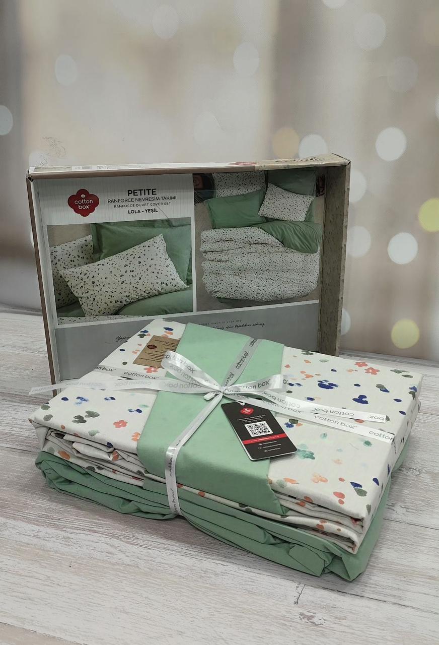 Постільна білизна з простирадлом на гумці ранфорс євро розмір Cotton Box Lola, фото 1