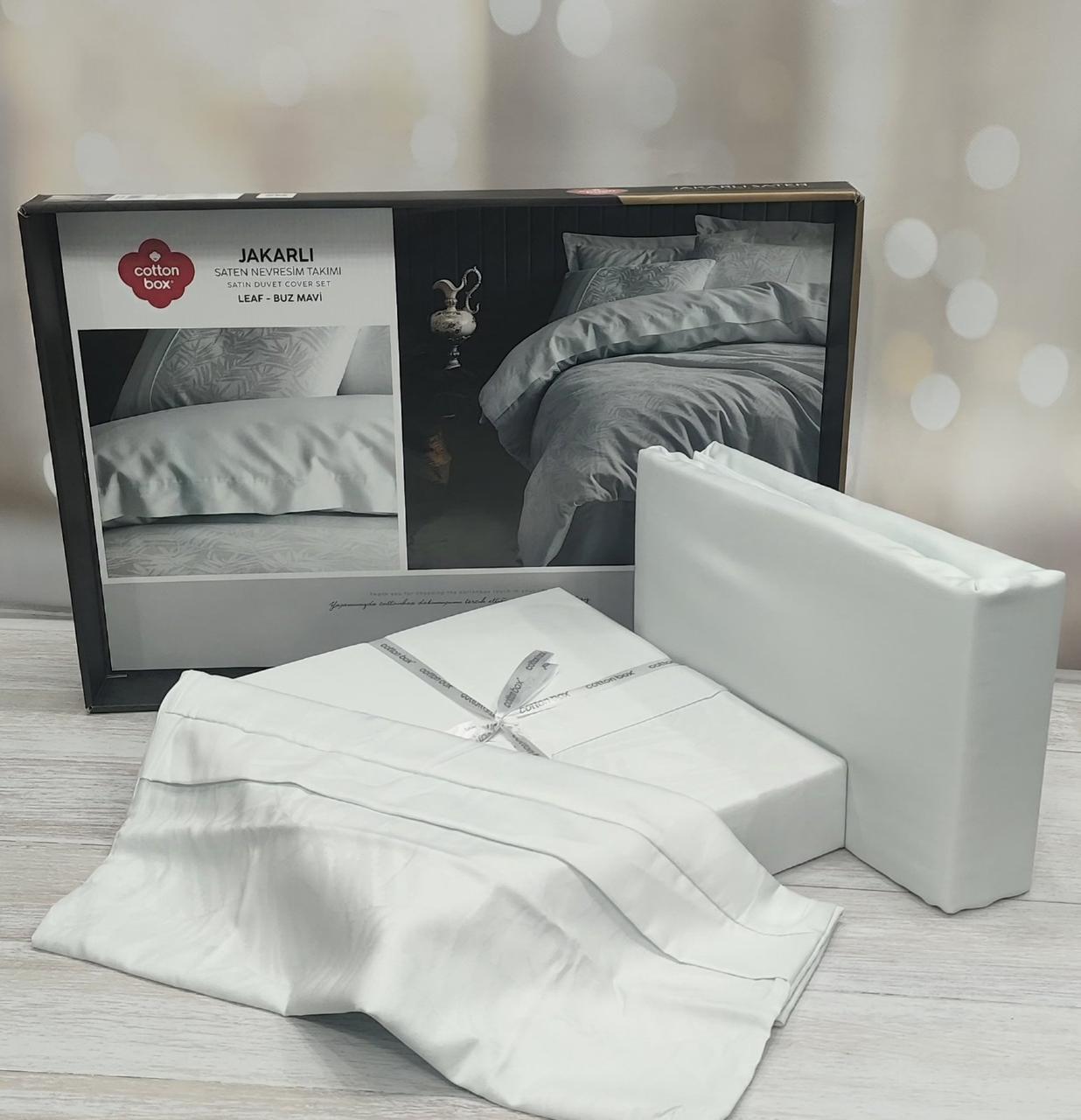 Постільна білизна сатин жакард євро розмір Cotton Box Hexa Leaf, фото 1