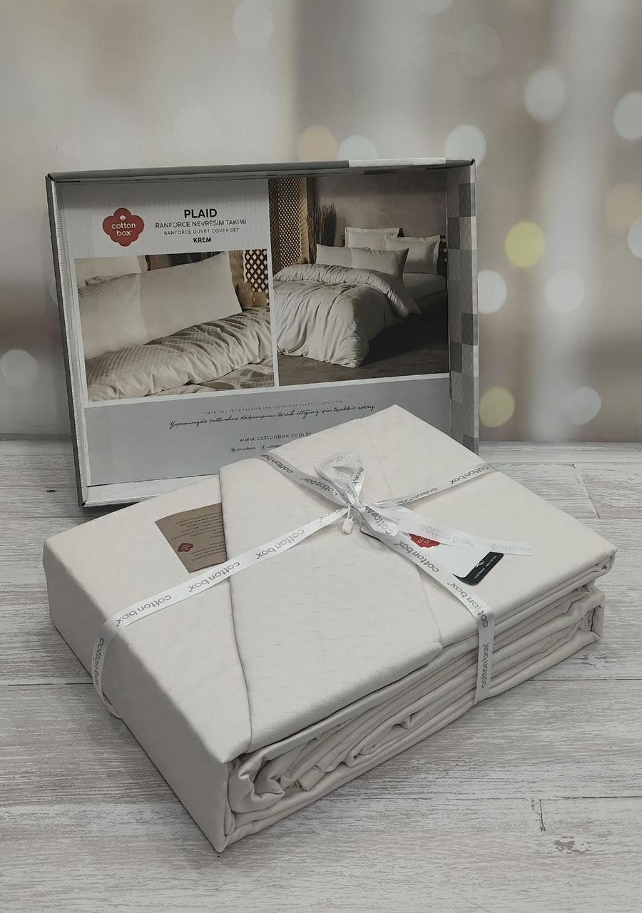 Постільна білизна ранфорс делюкс 200 на 220 см євро розмір Cotton Box Krem, фото 1
