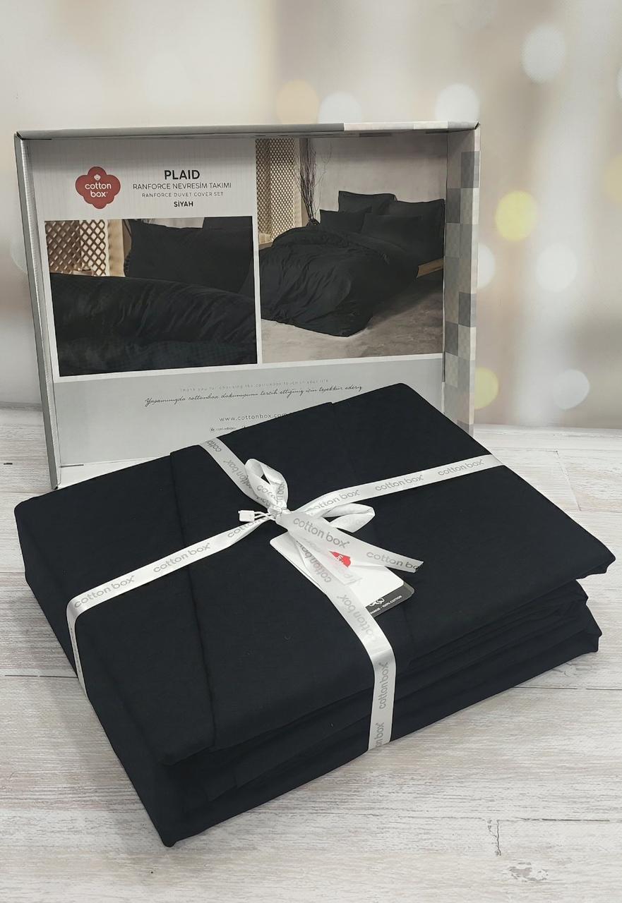 Постільна білизна ранфорс делюкс 200 на 220 см євро розмір Cotton Box Siyah, фото 1