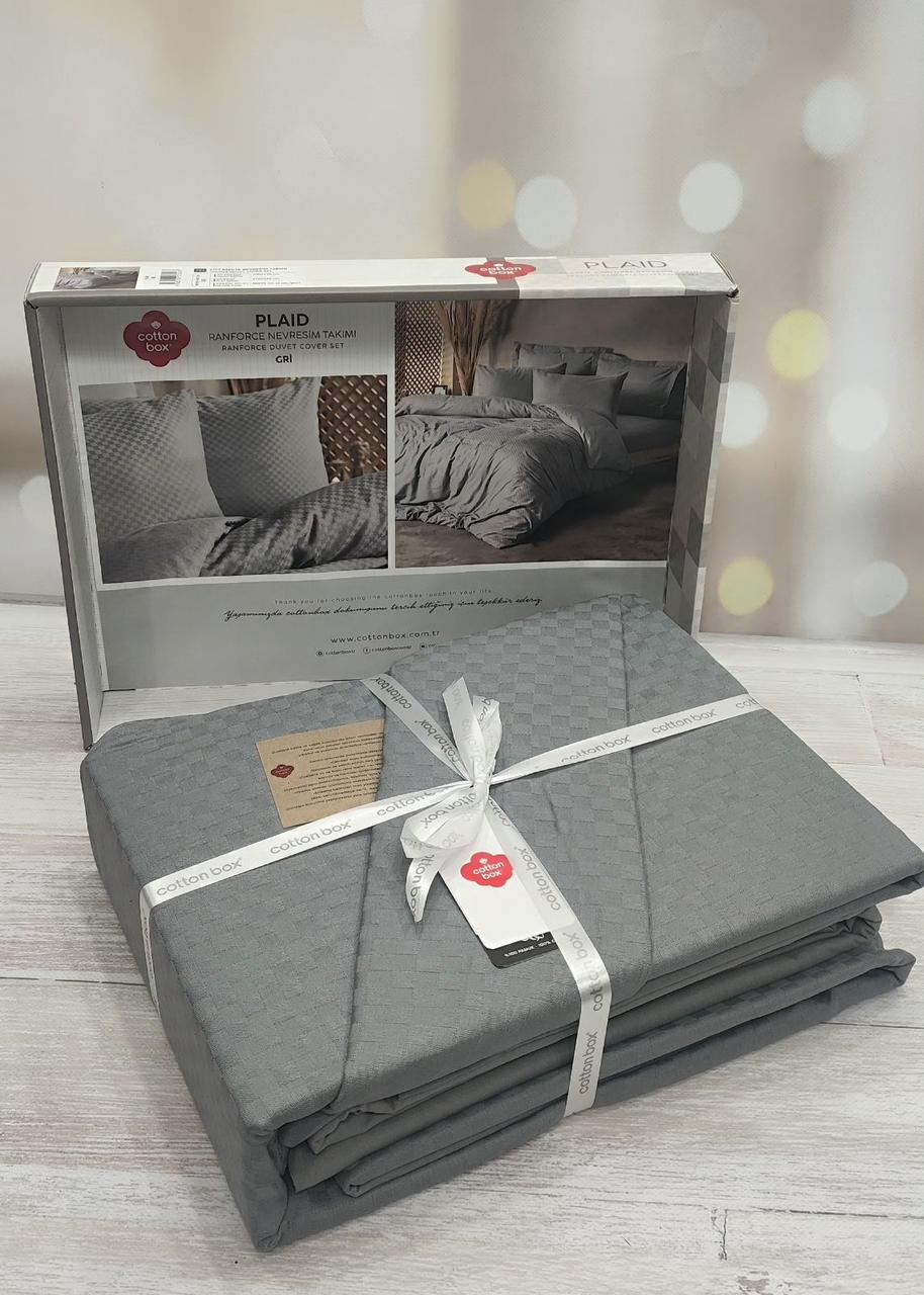 Постільна білизна ранфорс делюкс 200 на 220 см євро розмір Cotton Box Gri, фото 1