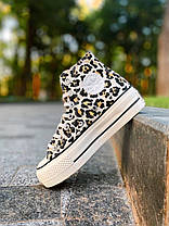 Жіночі кеди Converse Chuck Taylor All Star Lift Hi Leopard Конверс Ол Стар леопардові на платформі, фото 3