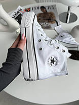Жіночі кеди Converse Hight Chuck Taylor Platform White Конверс високі на платформі білі текстиль, фото 4