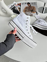 Жіночі кеди Converse Hight Chuck Taylor Platform White Конверс високі на платформі білі текстиль, фото 3