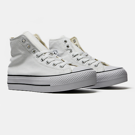 Жіночі кеди Converse Hight Chuck Taylor Platform White Конверс високі на платформі білі текстиль, фото 1