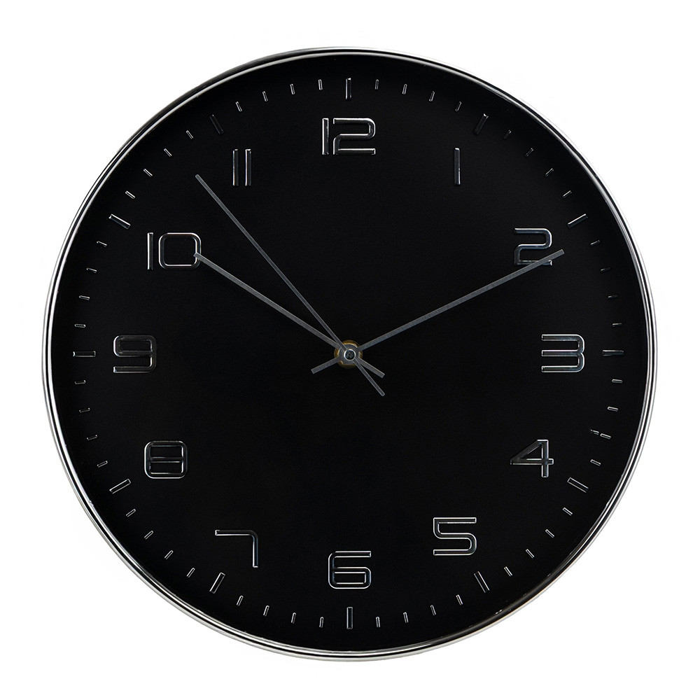 Настінний годинник Класика 30 см 12016-032 чорно-сріблястий