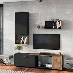 Стильна модульна маленька тв стінка під телевізор 170 см у вітальню кімнату Тея Київський Стандарт антрацит