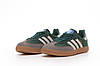 Жіночі кросівки Adidas Samba Green Beige Зелені Кеди Адідас Самба повсякденні шкіра замша демісезон, фото 6