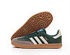 Жіночі кросівки Adidas Samba Green Beige Зелені Кеди Адідас Самба повсякденні шкіра замша демісезон, фото 7