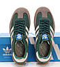 Жіночі кросівки Adidas Samba Green Beige Зелені Кеди Адідас Самба повсякденні шкіра замша демісезон, фото 8