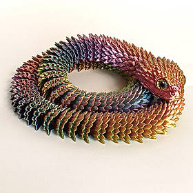 Шарнірна іграшка 3D Змія, 60 см, пластик/Гнучка іграшка змія/ Рухлива іграшка 3д змія реалістична