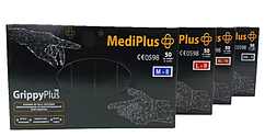Супер міцні рукавички MediPlus GrippyPlus Black, щільність 9 г.- чорні (50шт)