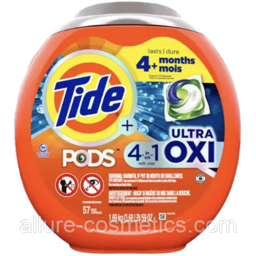 Капсули для прання Tide 4 in 1 OXI Pods 57шт (США)