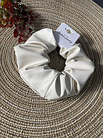 Об'ємна резинка для волосся з екошкіри Айворі