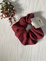 Об'ємна резинка для волосся замшева Бордова