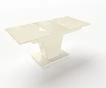 Стіл обідній розкладний Хьюстон + Скло Fusion Furniture, колір ванільний 1013 + скло ванільне