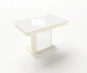 Стіл обідній розкладний БОСТОН + Скло Fusion Furniture, колір ванільний 1013 + скло біле, фото 4