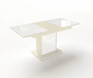 Стіл обідній розкладний БОСТОН + Скло Fusion Furniture, колір ванільний 1013 + скло біле, фото 1