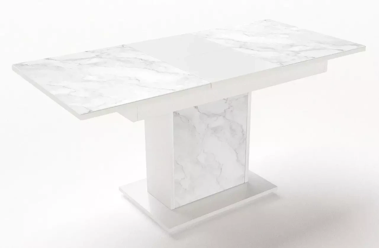 Стіл обідній розкладний БОСТОН + Скло Fusion Furniture, колір білий + скло