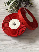 Стрічка репсова 1см Червона (за рулон 22.5 метри), Р09-26-22