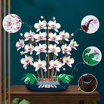 Унікальний дитячий конструктор для складання квітки орхідеї 1300 деталей Іграшка для розвитку уваги та моторики