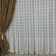 Фатинова тюль із кордовою вишивкою No161008 Білий на відріз