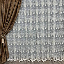 Фатинова тюль із кордовою вишивкою No161006 Золотистий на відріз