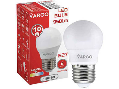 Лампа світлодіодна в патрон 10W E27 G45 4000K 220V (V-118868) ТМ VARGO FG