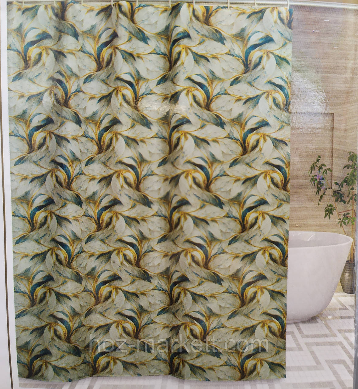 Штора для душу тканинна міранда Пірья 180 х 200 см сіра, фото 1