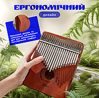 Музичний інструмент Калімба (мбіра) 21 нота пальчикове піаніно ручної роботи з дерева Світло коричневий, фото 4