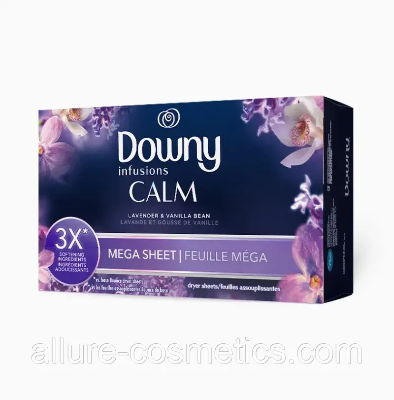 Серветки для сушильної машини Downy Infusions MEGA Dryer Sheets Lavender and Vanilla Bean 60 шт.