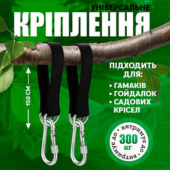 Лямки та ремені для кріплення гамака і гойдалки SBTR 2шт в комплекті тримач карабіни та чохол (TG-1)
