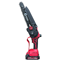 Потужна міні-пила акумуляторна Edon ACS-18/8 M BL : з АКБ 2шт-21V 1.5 Ah, шина 20 см, фото 3