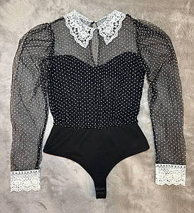 Жіноче боді з сітка-органза Poliit чорний 38