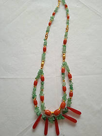 Намисто дворядне з галтовки тонованого натурального