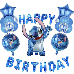 Набір куль Стіч синій до дня народження